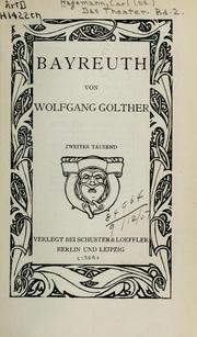 Cover of: Bayreuth. by Wolfgang Golther