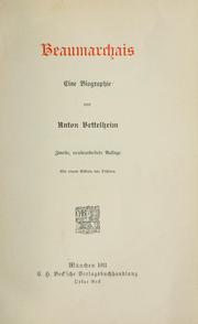 Cover of: Beaumarchais, eine Biographie. by Anton Bettelheim