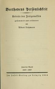 Cover of: Beethovens Persönlichkeit: Urteile der Zeitgenossen
