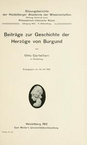 Beiträge zur Geschichte der Herzöge von Burgund by Otto Cartellieri