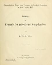 Cover of: Beiträge zur Kenntnis der griechischen Kuppelgräber.