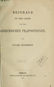 Cover of: Beiträge zu der Lehre von den griechischen Präpositionen