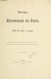 Beiträge zur Altertumskunde des Orients by Landau, Wilhelm Freiherr von