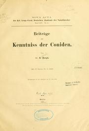 Cover of: Beiträge zur Kenntniss der Coniden