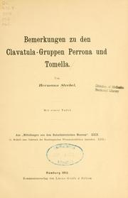 Cover of: Bemerkungen zu den Clavatula-Gruppen Perrona und Tomella