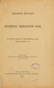 Cover of: Benedict Arnold's regimental memorandum book.