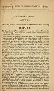 Cover of: Benjamin D. Hyam...Report... by United States. Congress. House. Committee on Military Affairs.