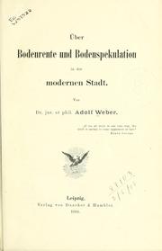 Cover of: Über Bodenrente und Bodenspekulation in der modernen Stadt.