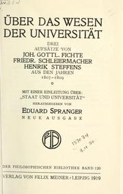 Cover of: Über das Wesen der Universität
