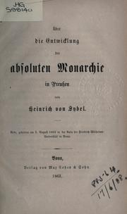 Cover of: Über die Entwicklung der absoluten Monarchie in Preuszen
