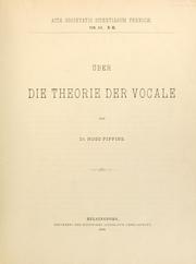 Cover of: Über die theorie der vocale