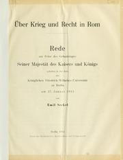 Cover of: Über Krieg und Recht in Rom by Emil Seckel