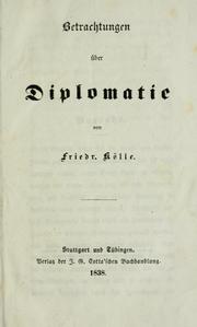 Cover of: Betrachtungen über Diplomatie