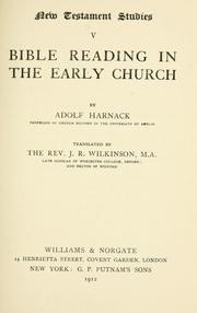 Cover of: Bible reading in the early church by Adolf von Harnack