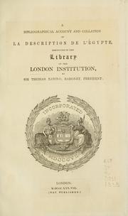 Cover of: A bibliographical account and collation of La description de l'Égypte by Thomson, Richard