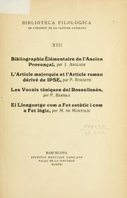 Cover of: Bibliographie élémentaire de l'ancien Provençal