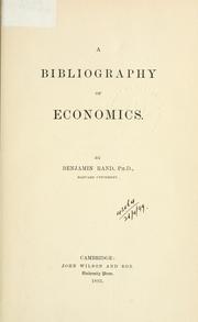 Cover of: A bibliography of economics. by Benjamin Rand