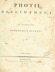 Cover of: Bibliotheca.: Ex recensione Immanuelis Bekkeri.