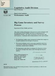 Cover of: Big game inventory and survey process: Department of Fish, Wildlife and Parks
