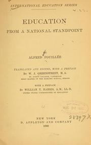 Cover of: Education from a national standpoint by Alfred Fouillée