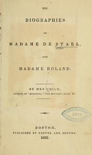 Cover of: The biographies of Madame de Staël by l. maria child