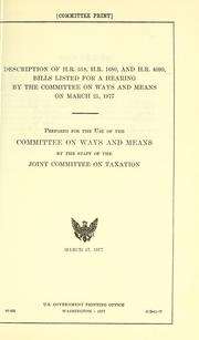 Cover of: Description of H.R. 318, H.R. 1680 and H.R. 4090, bills listed for a hearing by the Committee on Ways and Means, on March 21, 1977