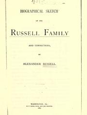 Cover of: Biographical sketch of the Russell family, and connections.