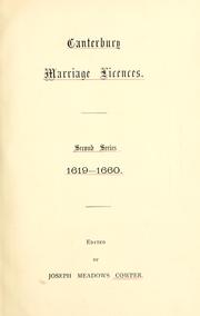 Cover of: Canterbury marriage licences