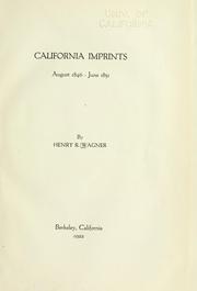 Cover of: California imprints by Henry Raup Wagner
