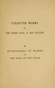 Cover of: Biographies of words by F. Max Müller