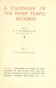 Cover of: calendar of the Inner Temple records. | Inner Temple (London, England)