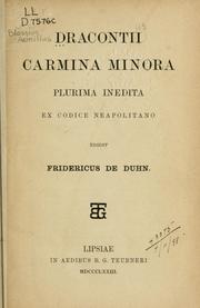 Cover of: Carmina minora plurima inedita by Blossius Aemilius Dracontius