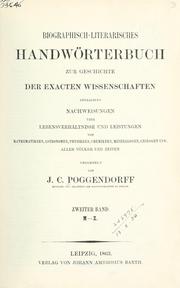 Cover of: Biographisch-literarisches Handwörterbuch zur Geschichte der exakten Wissenschaften. by Johann Christian Poggendorff