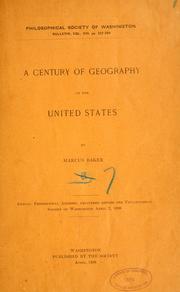 Cover of: century of geography in the United States.