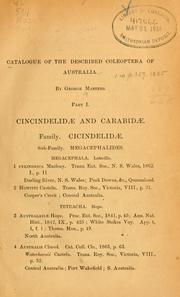 Cover of: Catalogue of the described Coleoptera of Australia. by George Masters