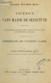 Cover of: Cato major de senectute by Cicero
