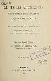 Cover of: Cato major de senectute; Laelius de amicitia by Cicero