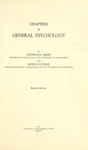 Cover of: Chapters in general psychology by Stevenson Smith, Stevenson Smith