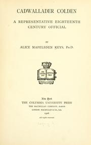 Cover of: Cadwallader Colden by Alice Mapelsden Keys