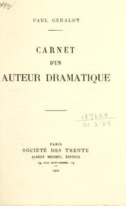 Cover of: Carnet d'un auteur dramatique.