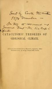 Cover of: Cataclysmic theories of geological climate by James Croll