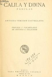 Cover of: Calila y Dimna: fabulas: antigua version Castellana