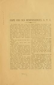 Cape Cod sea reminiscences by G. V. C.