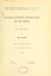 Cover of: Biologisch-faunistische untersuchungen aus dem Öresund.: V. Polychaeta. Mit einer Karte und 18 Textfiguren.