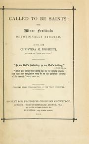 Cover of: Called to be saints by Christina Georgina Rosetti