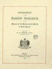 Cover of: Catalogue of the Hanbury Herbarium, in the Museum of the Pharmaceutical Society of Great Britain