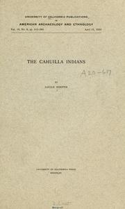 Cover of: The Cahuilla Indians by Lucile Hooper