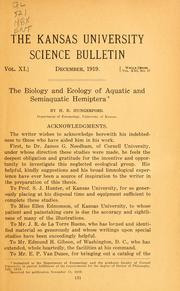 Cover of: The biology and ecology of aquatic and semi-aquatic Hemiptera