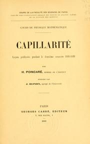 Cover of: Capillarité by Henri Poincaré