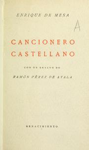 Cover of: Cancionero castellano: Con un ensayo de Ramón Pérez de Ayala
